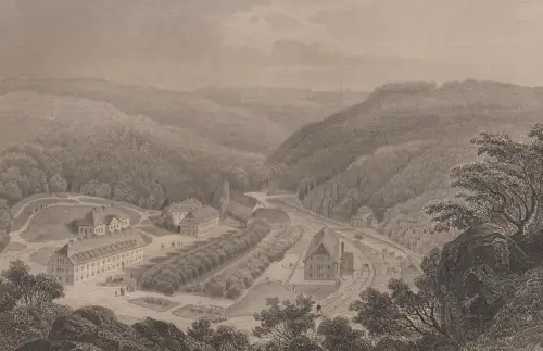 Grafik: Alexisbad im Selkethal, Joh Poppel, L. Rohbock, 1850, Stahlstich, Lange