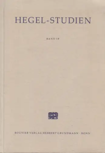 Buch: Hegel-Studien, Nicolin, Friedhelm, 1983, Bouvier Verlag, Band 18