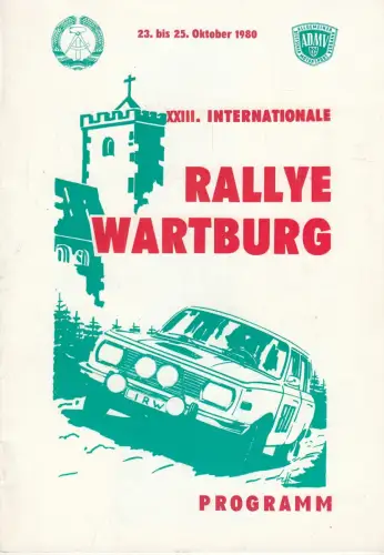 Buch: XXIII. internationale Rallye Wartburg Programm, 1980, 23. bis 25. Oktober