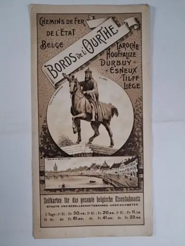 Faltblatt: Chemins de Fer de l'Etat Belge - Bords de l'Ourthe, 1906, Zeitkarten