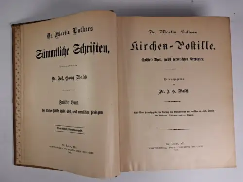 Buch: Dr. Martin Luthers Kirchen-Postille, J. G. Walch, 1883, Concordia Verlag