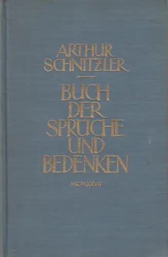 Buch: Buch der Sprüche und Bedenken, Arthur Schnitzler, 1927, Phaidon Verlag