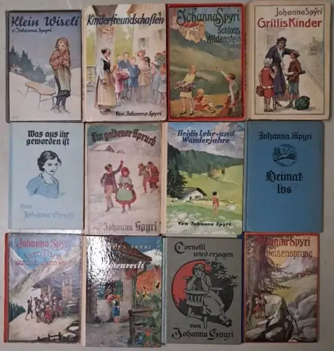 12 Bände Johanna Spyri: Rosenresli, Heimatlos, Schloß Wildenstein, Klein Wieseli