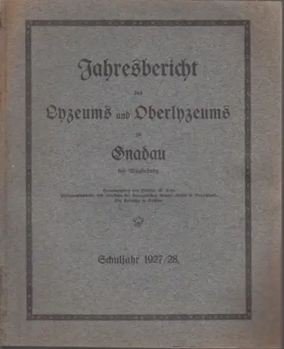 Buch: Jahresbericht des Lyzeums und Oberlyzeums zu Gnadau bei Magdeburg, Hafa