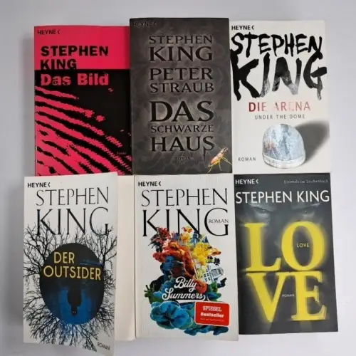 6 Bücher Stephen King: Outsider, Billy Summers, Bild, Arena, Love, schwarze Haus