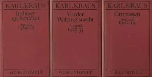 Buch: Grimassen. In dieser großen Zeit. Vor der Walpurgisnacht, Kraus, Karl
