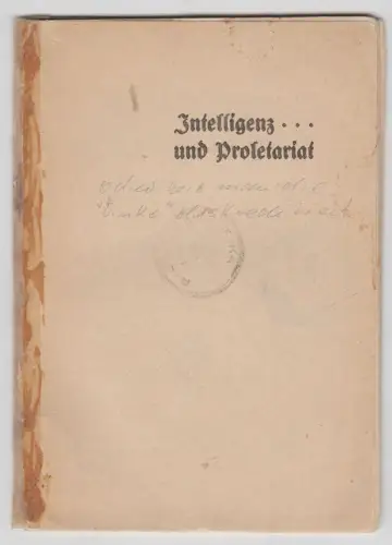 Heft: Intelligenz und Proletariat, Albert Steindorff, 1919, Grunow Verlag