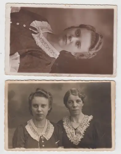 2 AK Erika 1942: 1 AK mit ihrer Mutter, 1 AK Porträt von ihr für ihren Günter