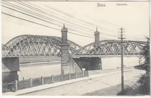 AK Riesa Elbbrücke, 1906, G. Friedrich, Postkarte, ungelaufen, gebraucht, gut