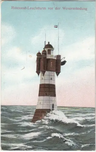 AK Rotesand-Leuchtturm vor Wesermündung, ca. 1912, Chr. Schwarz, gebraucht, gut