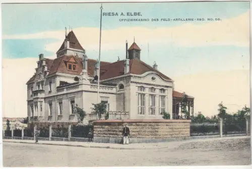 AK Riesa a. Elbe, Offizierkasino des Feld-Artillerie-Reg. No. 68, 1906, gut