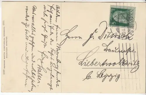 AK Nürnberg, Partie auf der Burg, 1911, Hermann Martin, gelaufen, gebraucht, gut