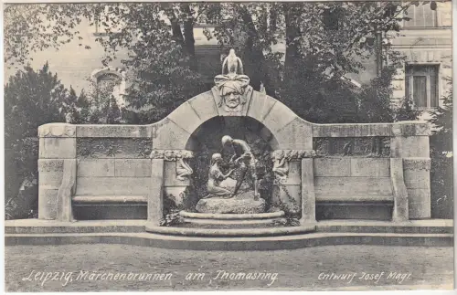 AK Leipzig. Märchenbrunnen am Thomasring, 1906, Trenkler Co., gebraucht, gut