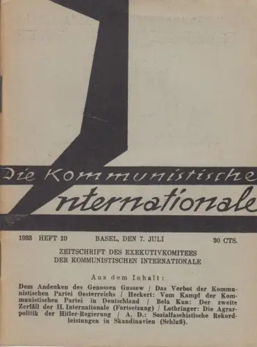 Heft:   Die Kommunistische Internationale Heft 10 / 1933, Franz Dübi, Vorwärts