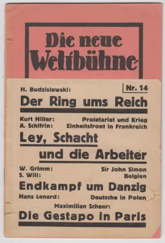 Die neue Weltbühne Nr. 14 / 1935, Wochenschrift für Politik, Kunst, Wirtschaft