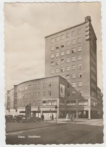 AK Gera. Hochhaus. 1966, Lichtbild-Schincke, Sparkassen-Hochhaus, ungelaufen