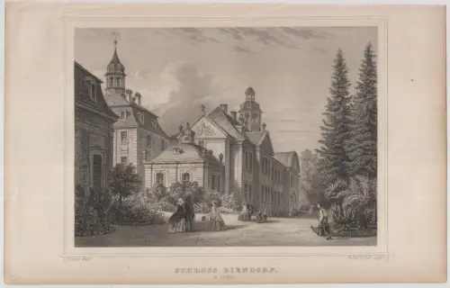 Grafik: Schloss Biendorf, F. Hablitschek, J. Pozzi, um 1850, Stahlstich, Lange