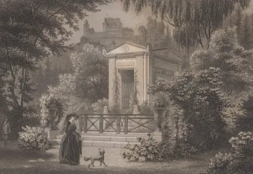 Grafik: Das Mausoleum im Park zu Coburg, G. M. Kurz, L. Rohbock, 1850, G. Lange