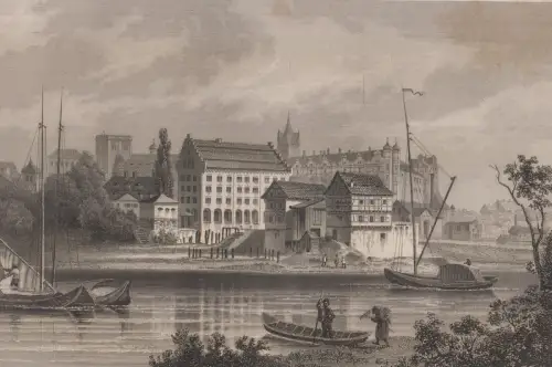 Grafik: Herzögliche Mühlen bei Bernburg, F. Foltz, L. Rohbock, um 1850, Lange