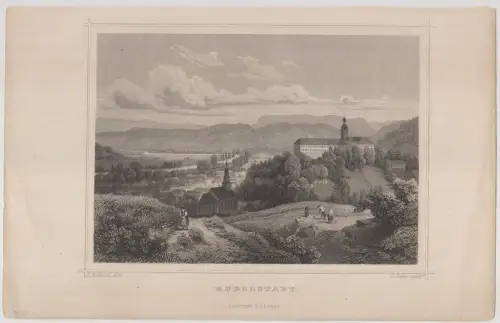 Grafik: Rudolstadt, L. Oeder, L Rohbock, um 1850, Stahlstich, G. G. Lange