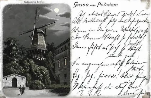 AK Gruss aus Potsdam. Historische Mühle. ca. 1898, Postkarte, gut