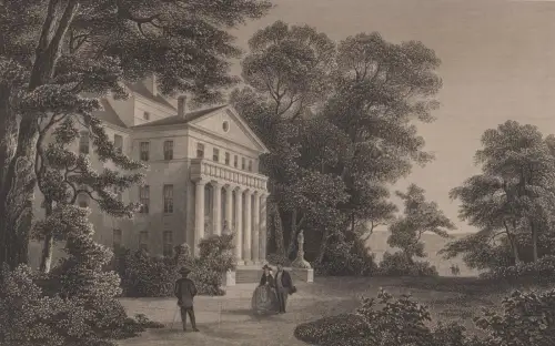 Grafik: Fürstl. Schloss und Park zu Ebersdorf, J. M. Kolb, L. Rohbock, um 1850