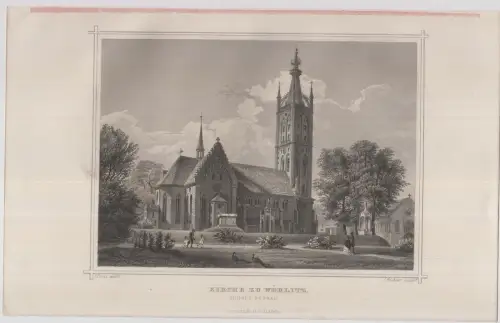 Grafik: Kirche zu Wörlitz, J. Richter, J. Pozzi, um 1850, Stahlstich. G. Lange