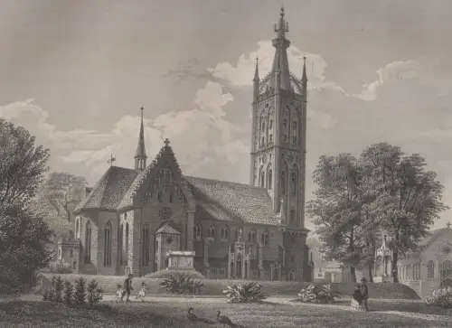 Grafik: Kirche zu Wörlitz, J. Richter, J. Pozzi, um 1850, Stahlstich. G. Lange