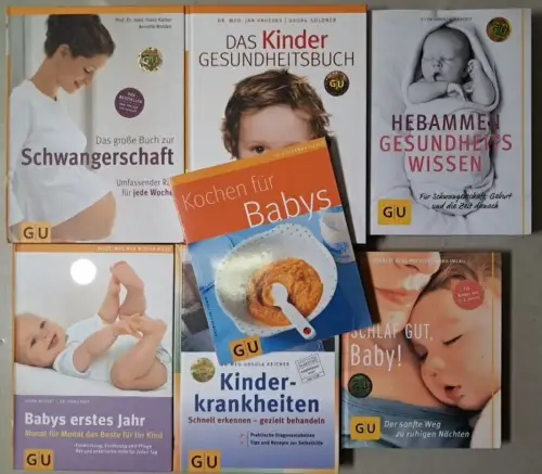 7 Bücher GU Schwangerschaft, Baby & Kind, Hebamme, Kinderkrankheiten ...