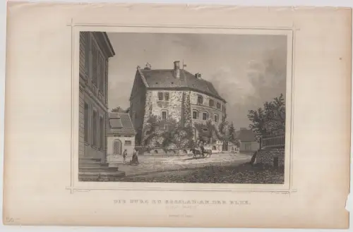 Grafik: Die Burg zu Rosslau an der Elbe, F. Foltz, J. Pozzi, um 1850, G. Lange