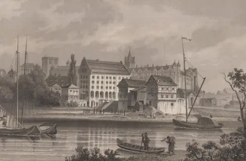 Grafik: Herzögliche Mühlen bei Bernburg, F. Foltz, L. Rohbock, um 1850, L 347839