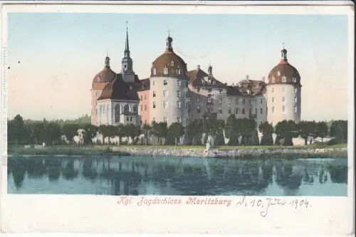 AK Kgl. Jagdschloss Moritzburg, ca. 1904, Postkarte, ungelaufen, gebraucht, gut