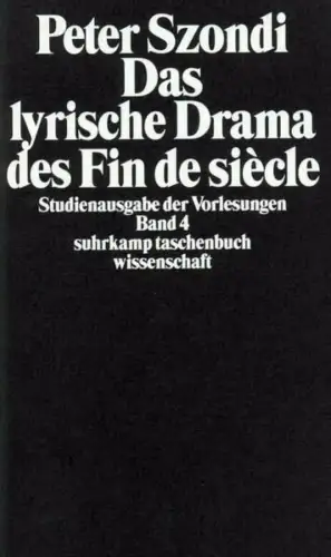 Buch: Das lyrische Drama des Fin de siecle, Szondi, Peter, 1991, Suhrkamp