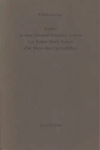 Buch: Studien zu einer historisch-kritischen Ausgabe von Robert Musils Roman ...