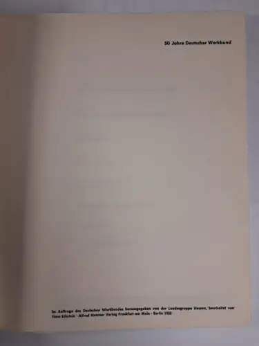 Buch: 50 Jahre Deutscher Werkbund, Hans Eckstein, 1958,  Alfred Metzner Verlag