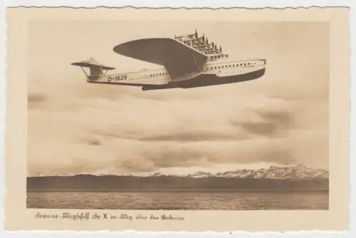 AK Dornier Flugschiff Do X im Flug über den Bodensee, 1930er Jahre, ungelaufen