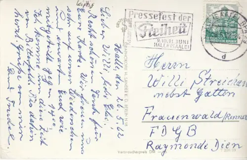 AK Messestadt Leipzig. Roßplatz mit Mägdebrunnen, 1959, Graphokopie H. Sander