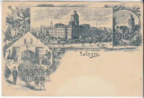 AK Leipzig. Schloss Plessenburg. Reichspost, Postkarte, ungelaufen, gebraucht