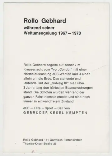 2 signierte Autogrammkarten + 1 Fotografie von Rollo Gebhard 1971, Helgoland