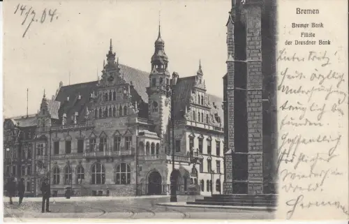 AK Bremen. Bremer Bank. Filiale der Dresdner Bank, ca. 1904, L. Placidus