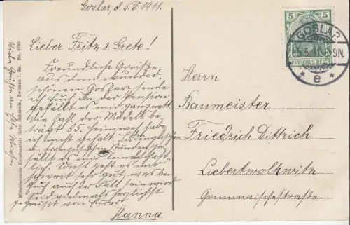 AK Goslar a. Harz. Polizeiamt, 1911, Mitteldeutsche Kunstanstalt Gebr. Heberlein