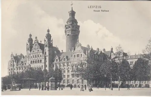 AK Leipzig. Neues Rathaus, 1908, Dr. Trenkler Co., ungelaufen, gebraucht, gut