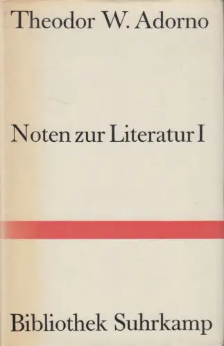 Buch: Noten zur Literatur I, Theodor W. Adorno, 1969, Bibliothek Suhrkamp