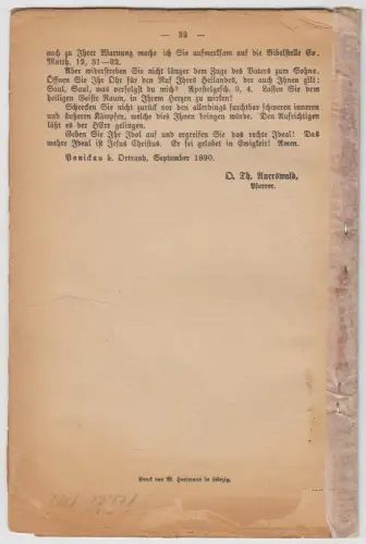 Offener Brief an Herrn Reichstagsabgeordneten August Bebel, 1891, O.T. Auerswald