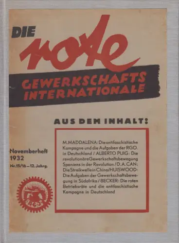Die Rote Gewerkschafts-Internationale Nr. 15-16 / 1932, Albert Zwicker, Sefer