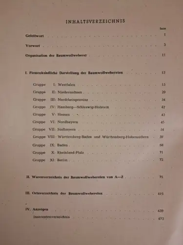 Buch: Wer webt was, Herstellerverzeichnis mit Firmenbiographie Bauwollwebereien