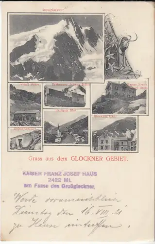 AK Gruss aus dem Glockner Gebiet, ca. 1921, Postkarte, gelaufen, gebraucht, gut