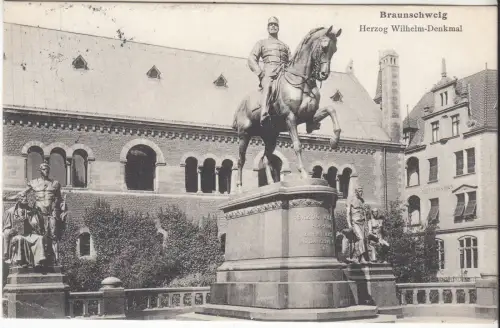 AK Braunschweig. Herzog Wilhelm-Denkmal, ca. 1908, Georg Selle, gelaufen, gut
