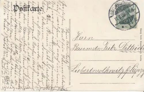 AK Braunschweig. Herzog Wilhelm-Denkmal, ca. 1908, Georg Selle, gelaufen, gut