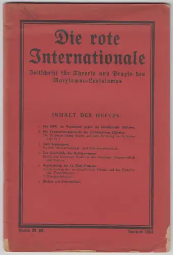 Die rote Internationale Januar 1933, Zeitschrift für Theorie und Praxis des ...